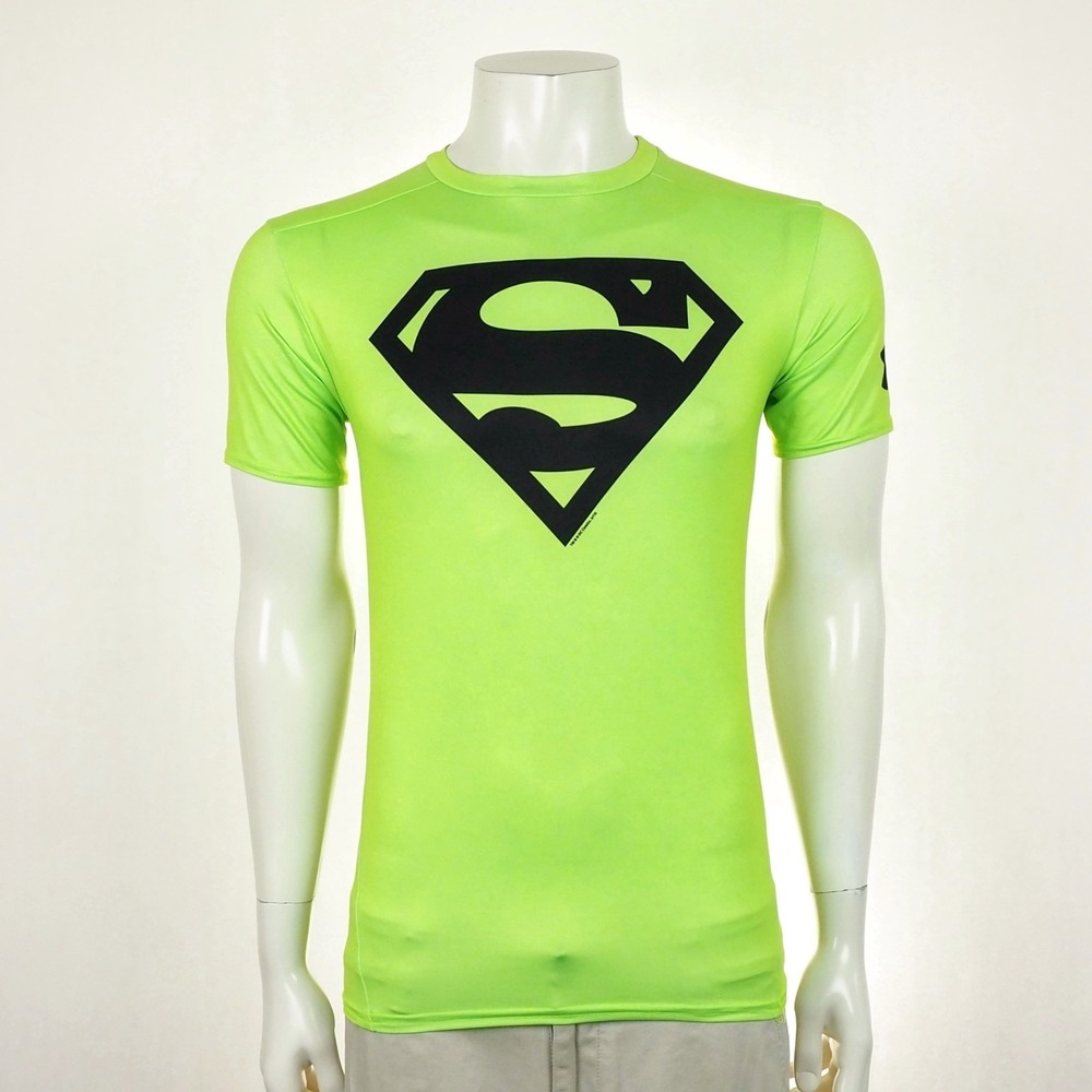 Under Armour Alter Ego Superman Compression Tee Shirt Mens Large Green Crew